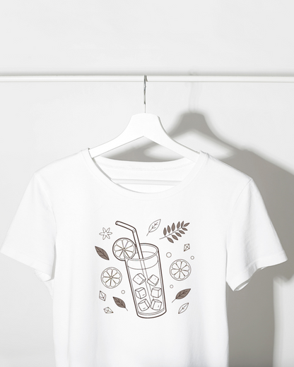 T-shirt avec motif citron minimaliste style estival pour amateurs de boissons fraîches