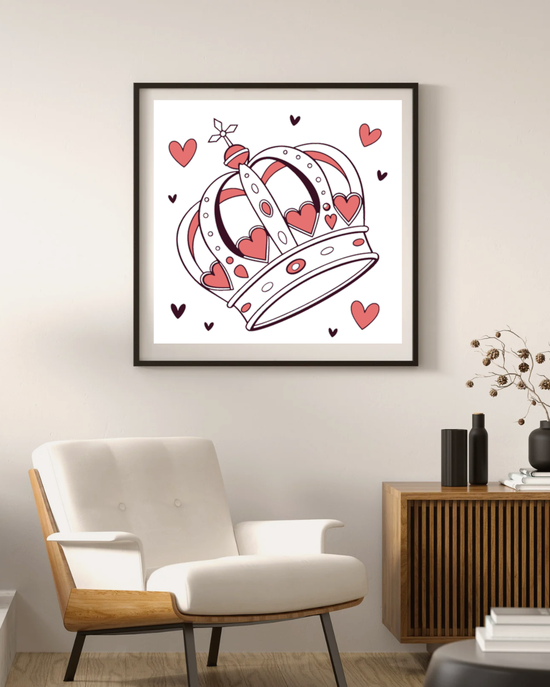 Cadre décoratif avec couronne et cœur pour embellir votre intérieur