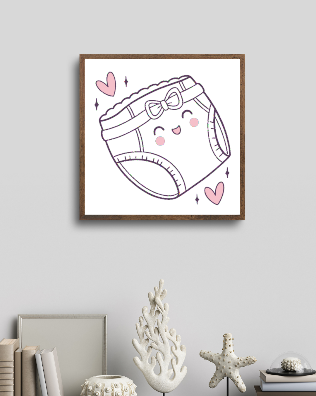 Cadre orné d'une illustration kawaii pour une ambiance douce