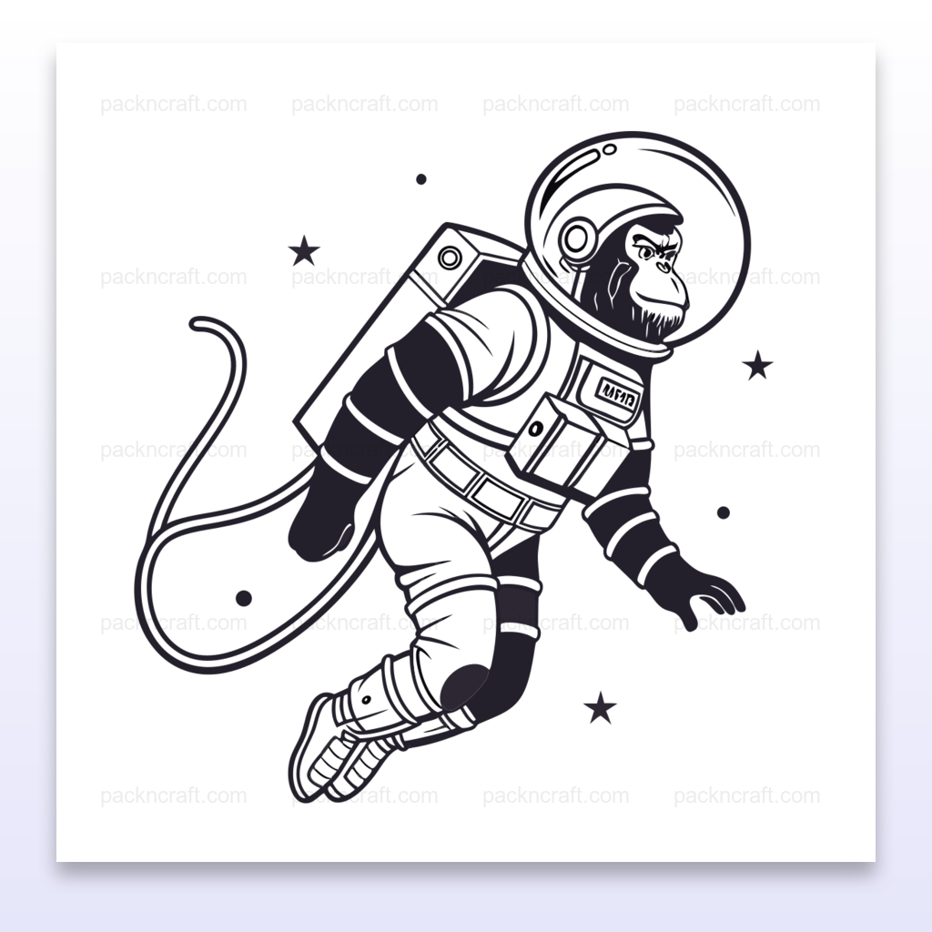 Singe astronaute flottant en style minimaliste pour cosmos et aventures