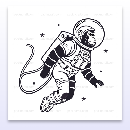 Singe astronaute flottant en style minimaliste pour cosmos et aventures