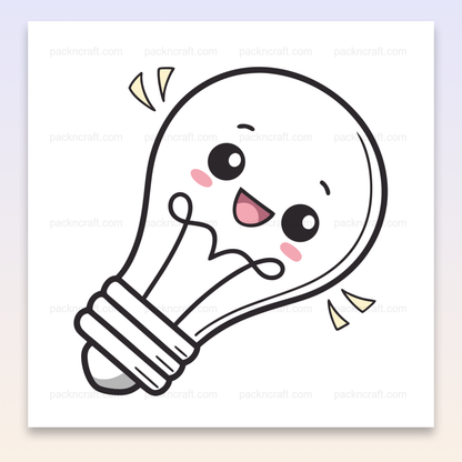 Illustration kawaii d'une ampoule heureuse pour projets créatifs et décoratifs