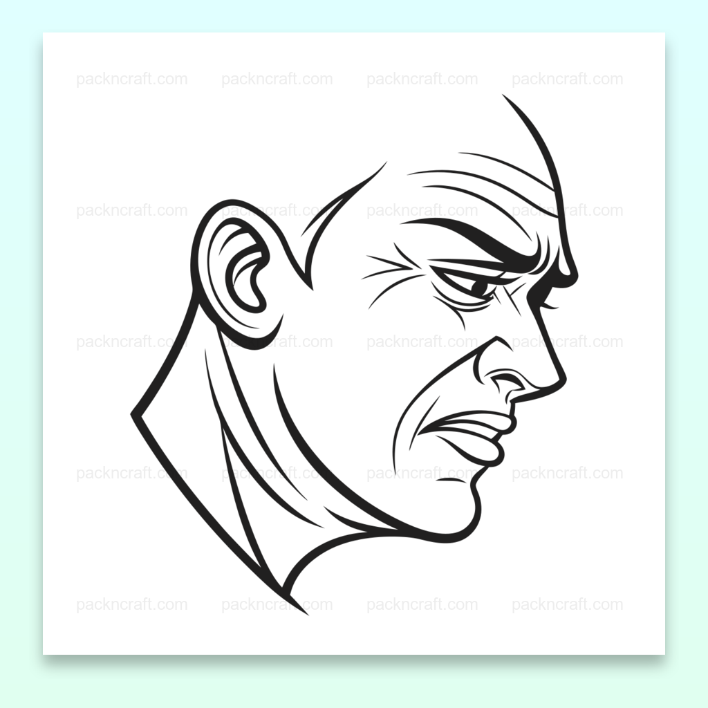 Illustration vectorielle d'un visage déterminé, idéale pour projets créatifs.