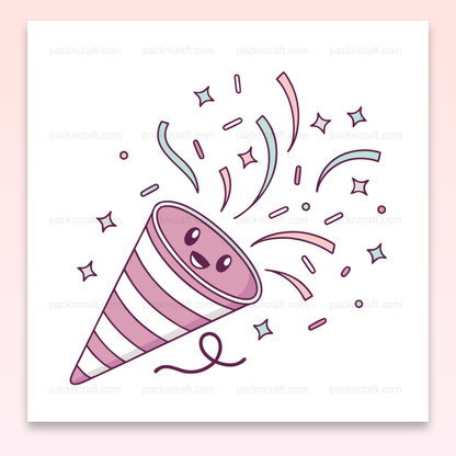Illustration de canon à confettis kawaii colorée et festive
