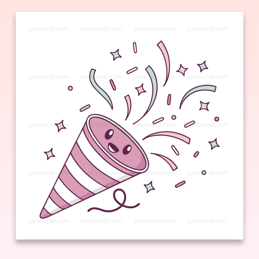 Illustration de canon à confettis kawaii colorée et festive