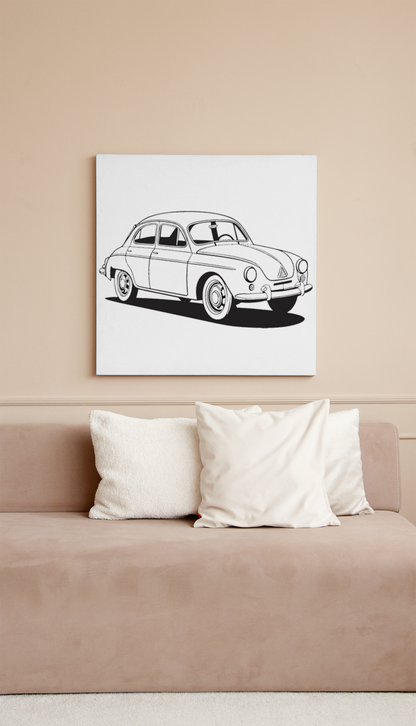 Cadre déco vintage avec voiture classique des années 50.