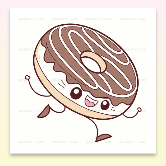 Illustration d'un donut joyeux en style kawaii, utilisable pour DIY et papeterie.