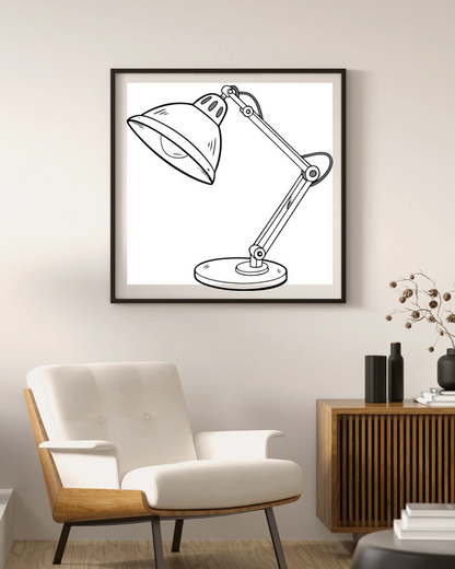 Cadre au style minimaliste avec une icône moderne de lampe ajustable