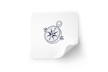Sticker aventureux avec boussole minimaliste sur thème explorateur