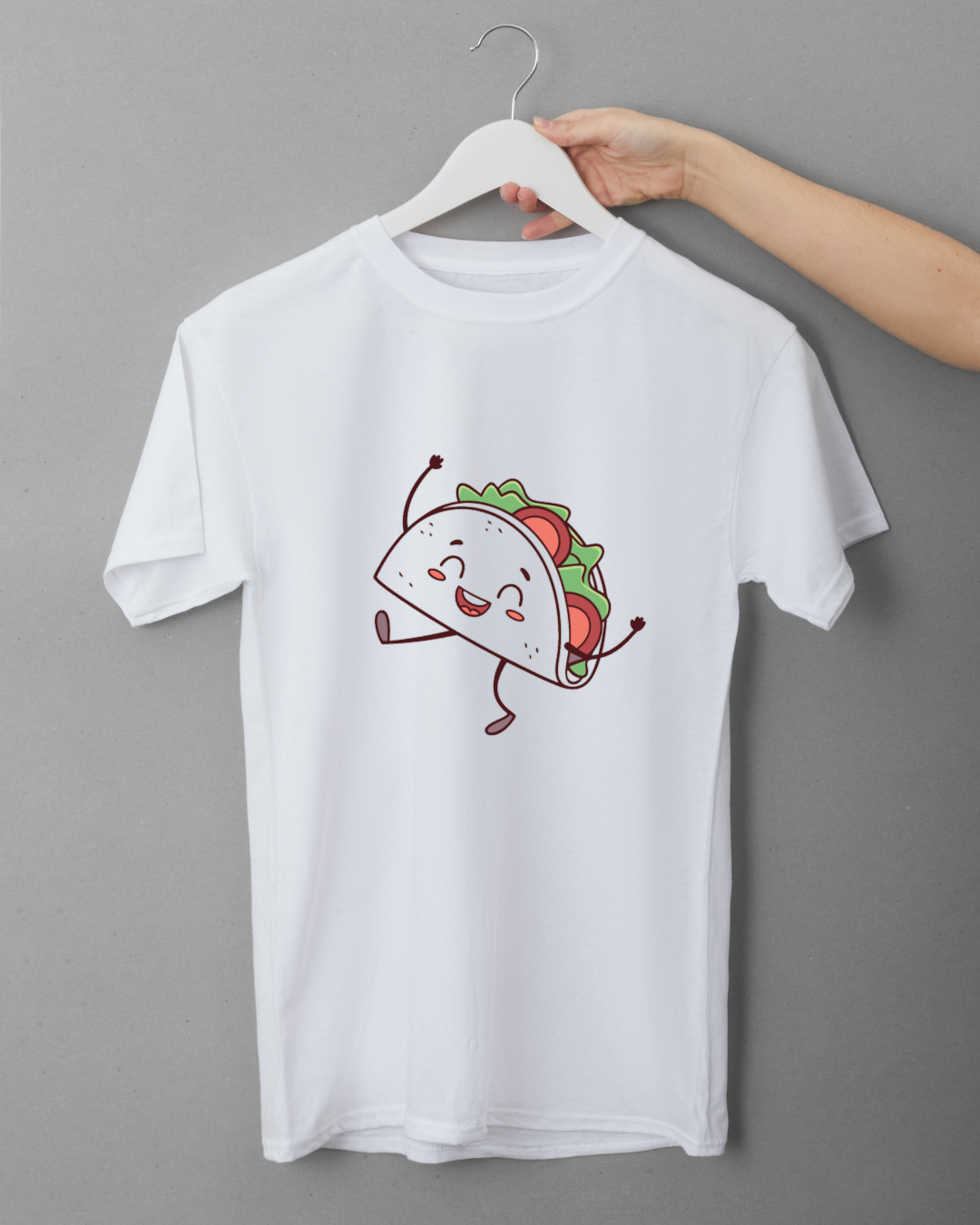 T-shirt festif avec taco dansant kawaii et design joyeux