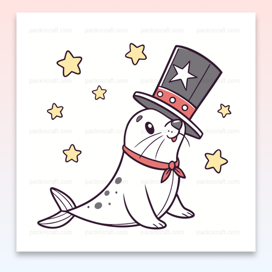 Phoque magicien adorable entouré d'étoiles en SVG, idéal pour projets créatifs