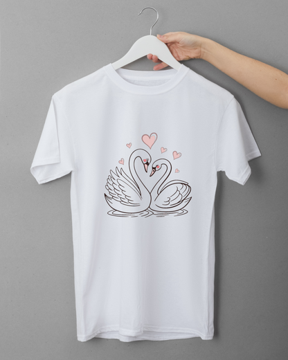 Design de cygnes sur t-shirt, parfait pour la mode personnelle