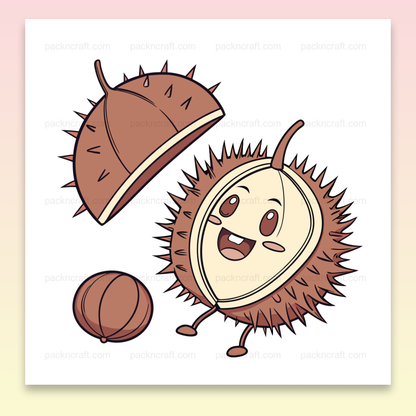 Marron souriant en illustration SVG kawaii, parfait pour décorations et projets automnaux