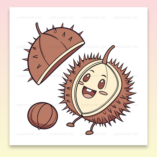 Marron souriant en illustration SVG kawaii, parfait pour décorations et projets automnaux