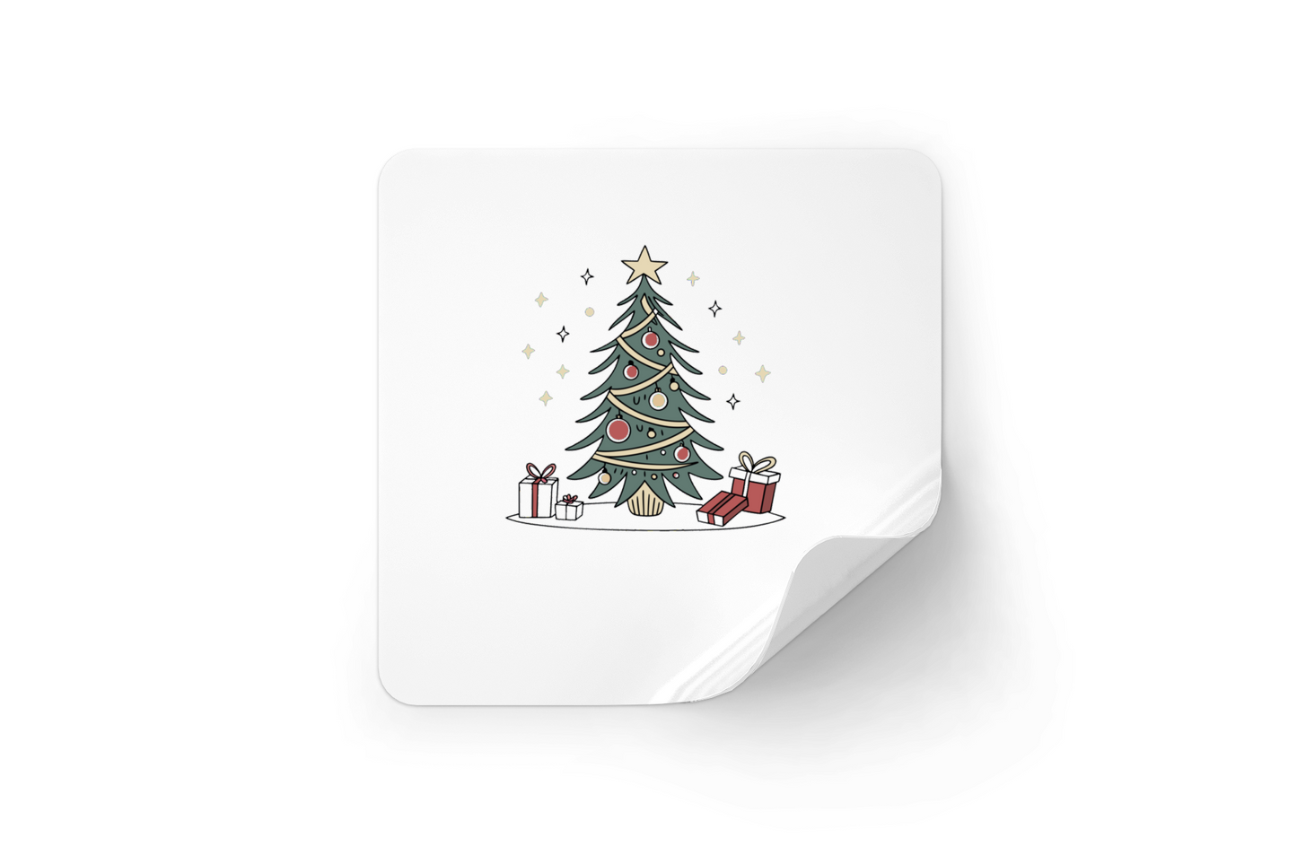 Sticker festif avec sapin de Noël élégant sobre et enchanteur