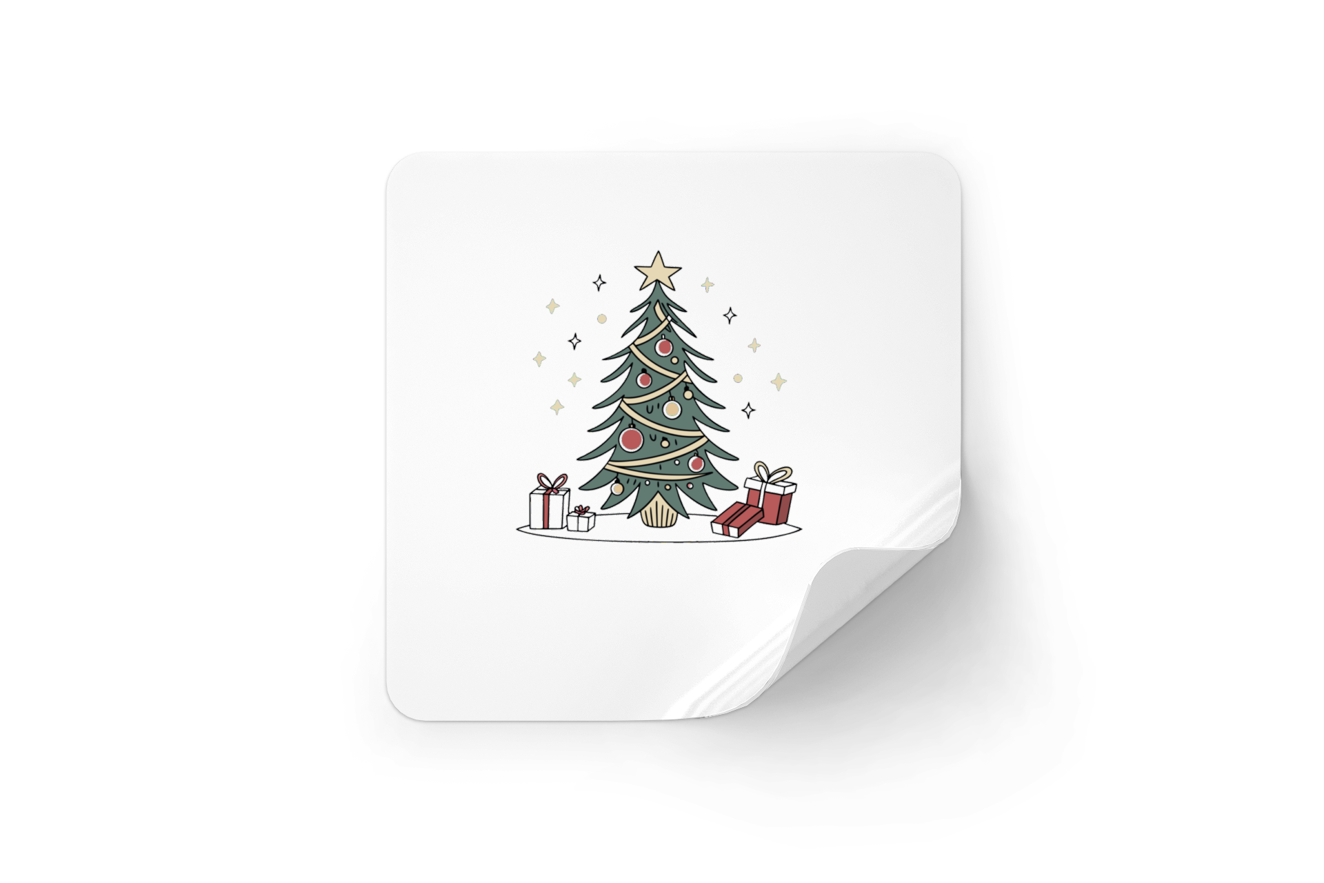 Sticker festif avec sapin de Noël élégant sobre et enchanteur