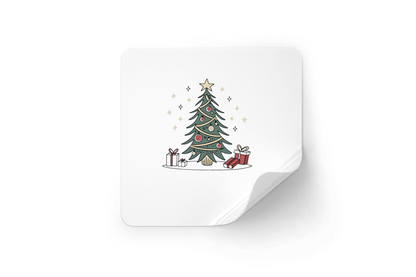 Sticker festif avec sapin de Noël élégant sobre et enchanteur
