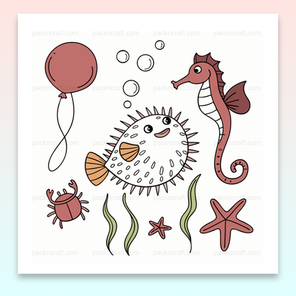 Illustration poisson globe joyeux parfait pour DIY et papeterie, thème marin.