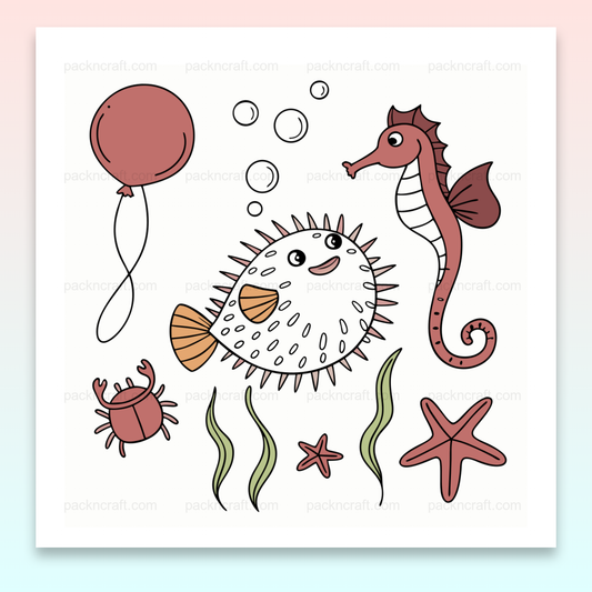 Illustration poisson globe joyeux parfait pour DIY et papeterie, thème marin.