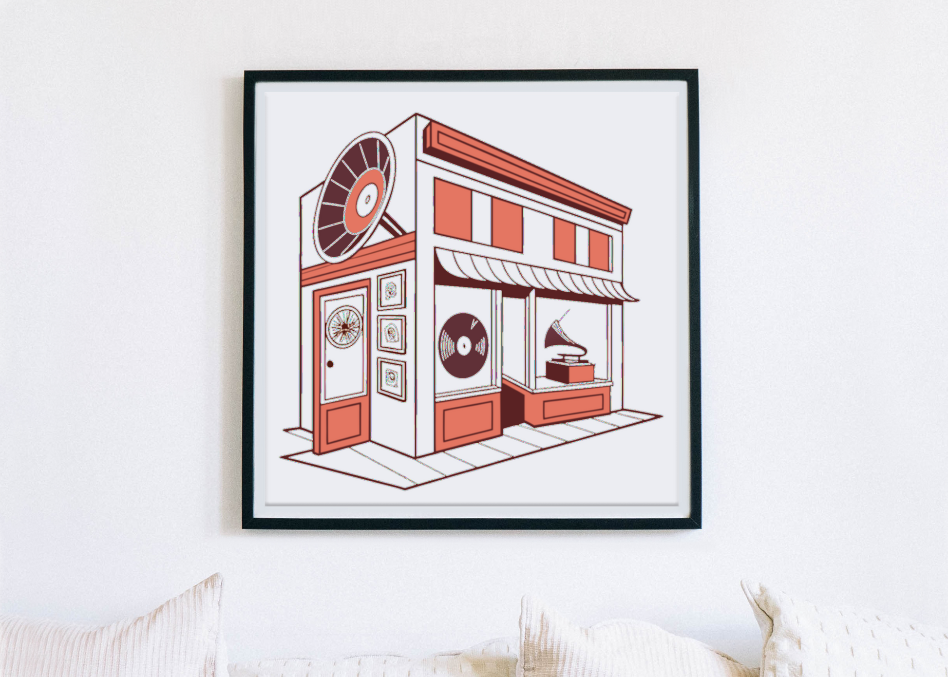 Cadre décoratif avec design boutique vinyle style rétro pour intérieur