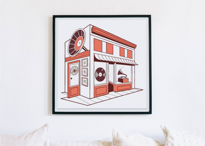 Cadre décoratif avec design boutique vinyle style rétro pour intérieur