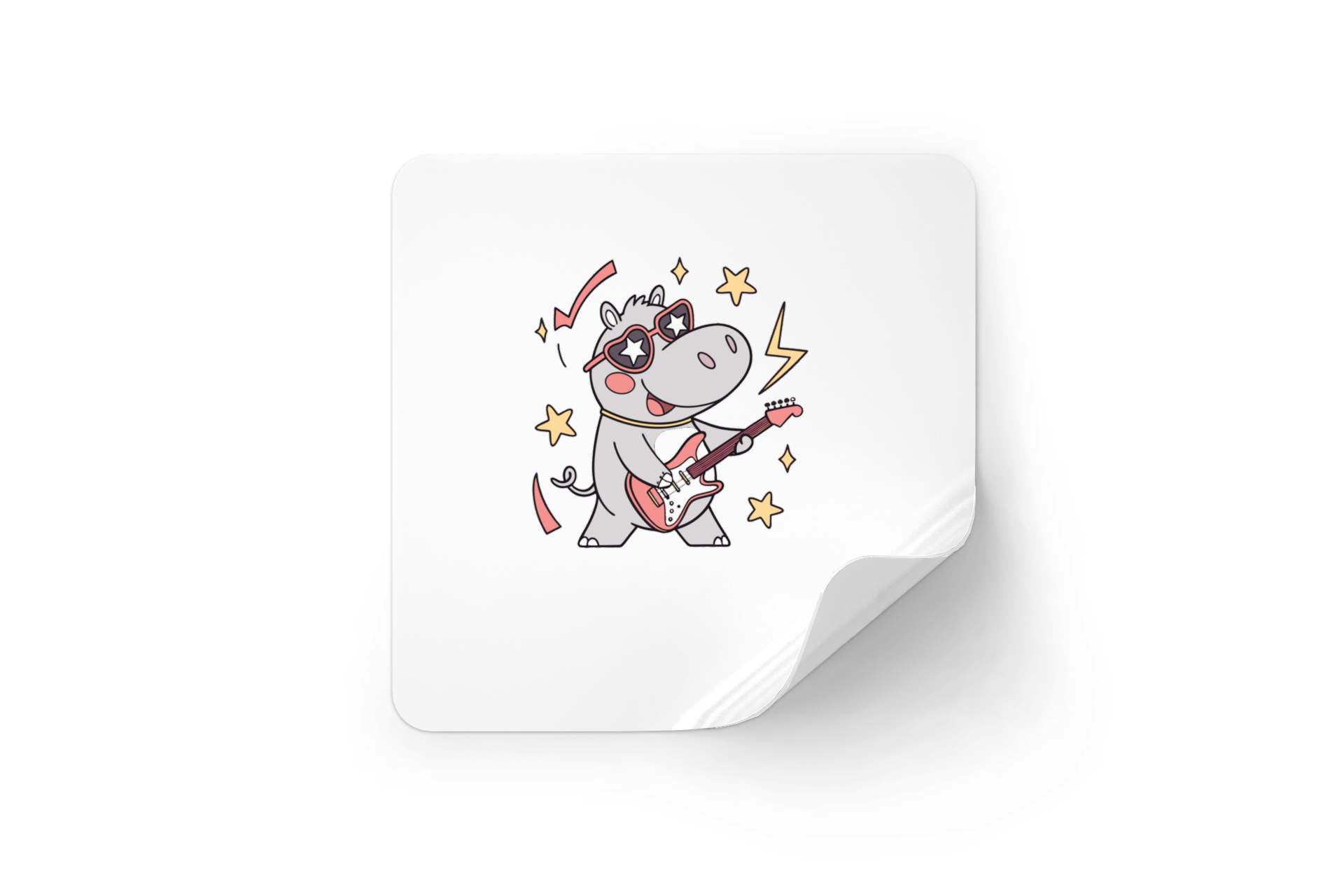 Décoration autocollante amusante hippo rock star pour personnalisation et style