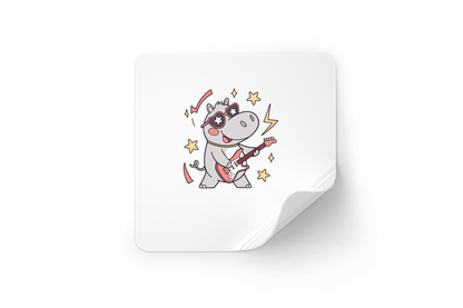 Décoration autocollante amusante hippo rock star pour personnalisation et style