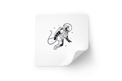 Sticker décoratif en style minimaliste avec un singe astronaute flottant dans l'espace