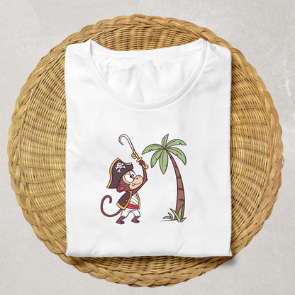 T-shirt avec singe pirate en style cartoon pour des aventures exotiques