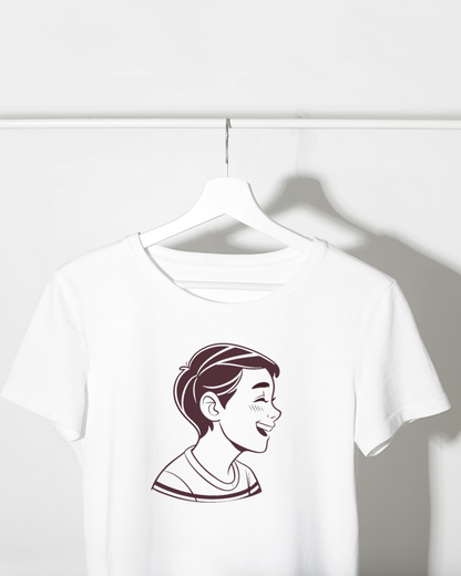 T-shirt enfant avec motif garçon joyeux en noir et blanc dans un style ludique