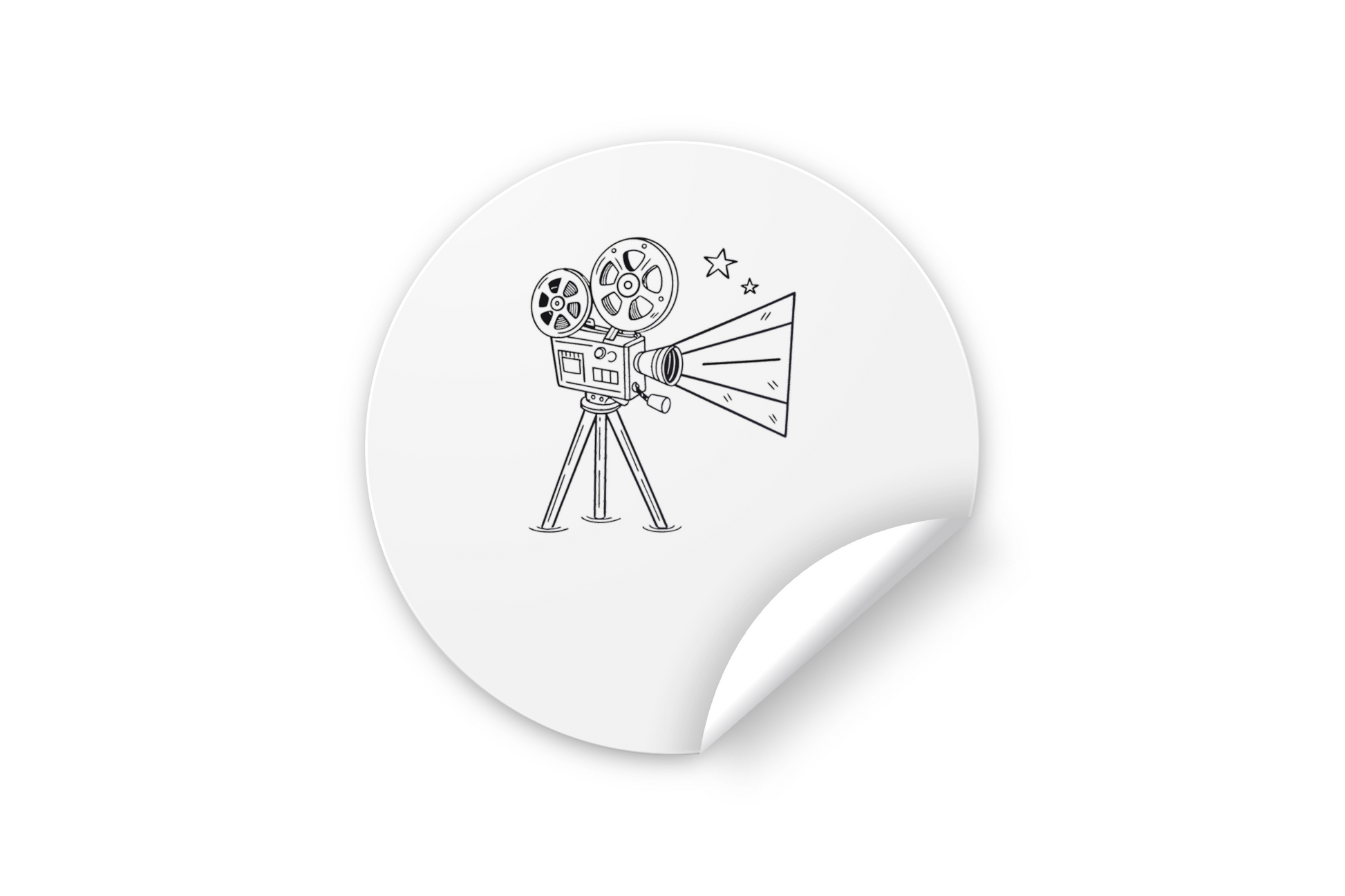 Sticker projecteur de cinéma rétro, idéal pour personnaliser vos projets créatifs
