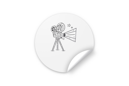 Sticker projecteur de cinéma rétro, idéal pour personnaliser vos projets créatifs