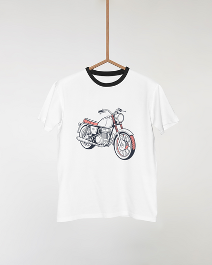 T-shirt avec dessin de moto rétro stylisé pour les passionnés de voyage