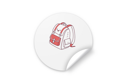 Sticker amusant d'un sac à dos au design minimaliste pour une école créative