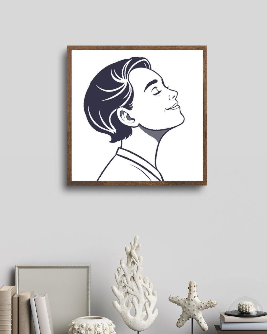 Cadre moderne avec élément graphique relaxant dans un style minimaliste apaisant