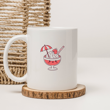 Mug orné d'un sundae joyeux et coloré avec des accents kawaii minimalistes