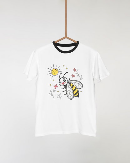 T-shirt avec une abeille joyeuse sous le soleil design frais et printanier