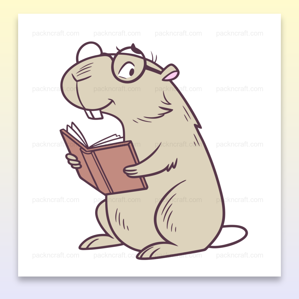 Illustration d'un castor lisant un livre, idéale pour DIY et papeterie
