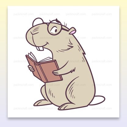 Illustration d'un castor lisant un livre, idéale pour DIY et papeterie