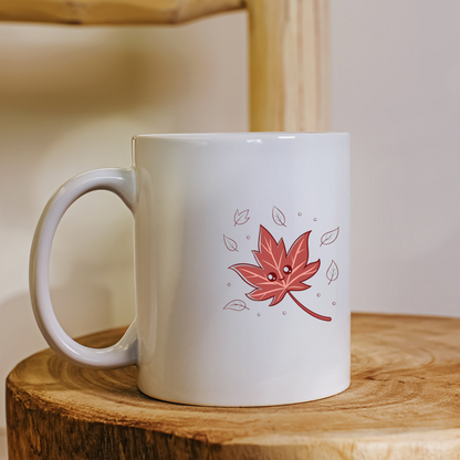 Mug avec motif automnal feuille souriante pour une ambiance cosy et chaleureuse