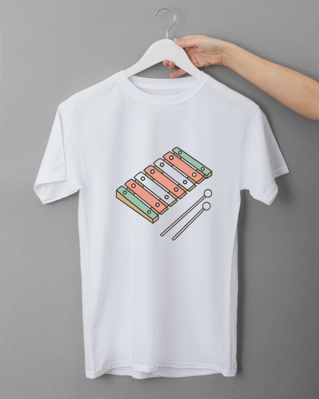T-shirt enfantin orné d'un xylophone pastel au design plat captivant