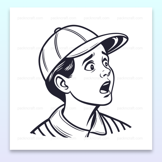 Illustration vectorielle d'un garçon en casquette, exprimant la surprise, pour projets créatifs et éducatifs.