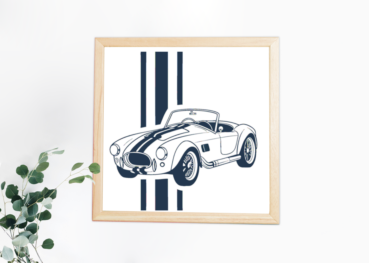 Cadre mural avec illustration de voiture vintage pour décoration.