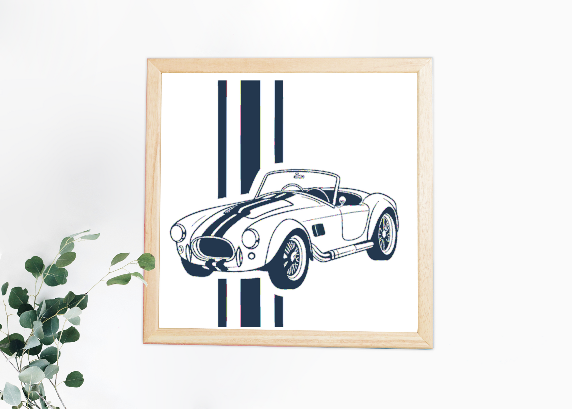 Cadre mural avec illustration de voiture vintage pour décoration.