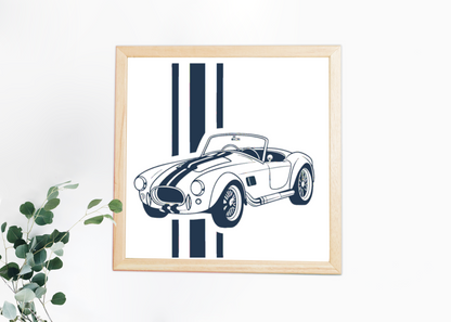 Cadre mural avec illustration de voiture vintage pour décoration.
