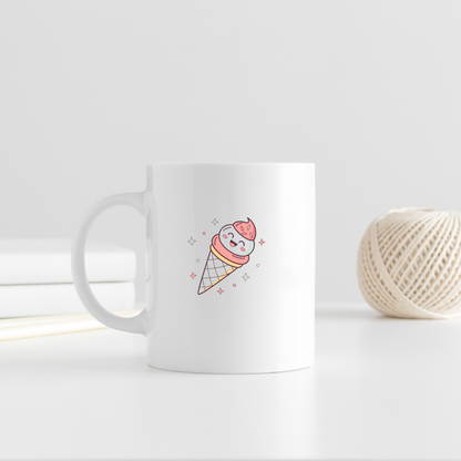 Mug avec une glace souriante kawaii et colorée inspirant l'été et la gourmandise