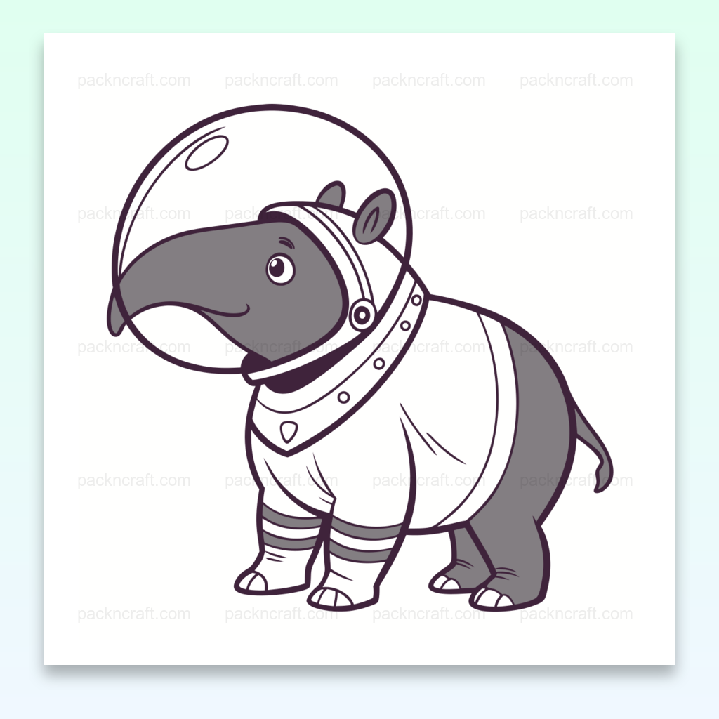 Illustration SVG d'un tapir en costume d'astronaute, parfait pour projets créatifs.