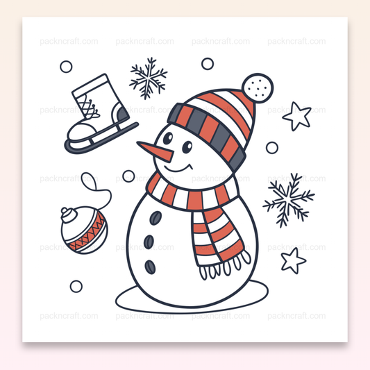 Illustration joyeuse de bonhomme de neige en hiver, fichier numérique SVG doodle