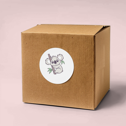 Sticker nature avec koala curieux style vectoriel doux attrapé sur une branche