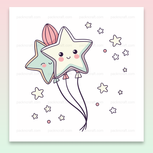 Illustration kawaii d'un ballon étoile, touche joyeuse pour vos projets.